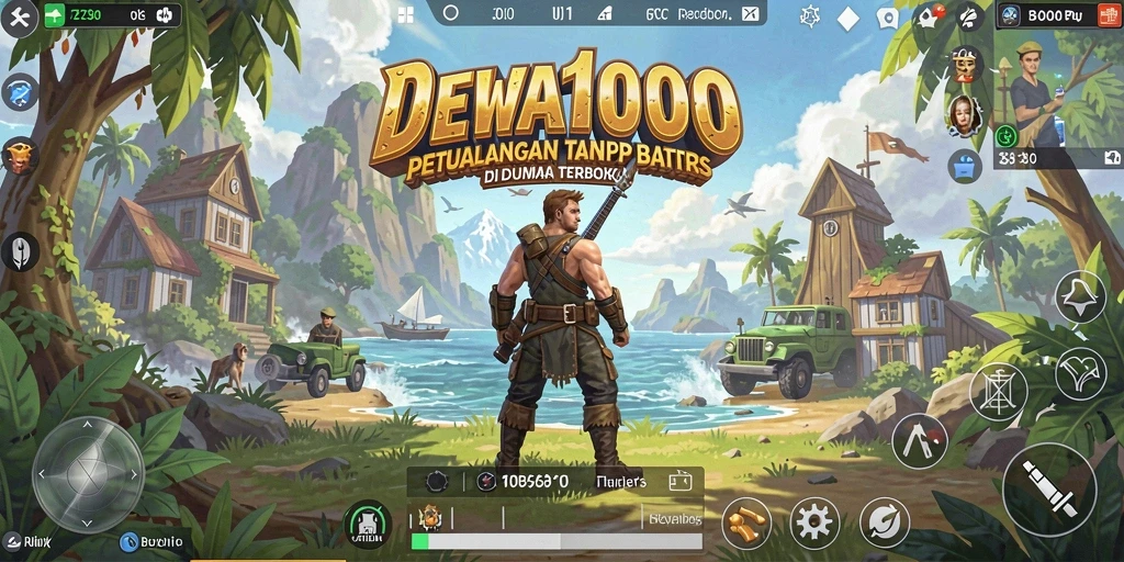 Screenshot gameplay DEWA1000 yang menampilkan dunia terbuka yang luas.