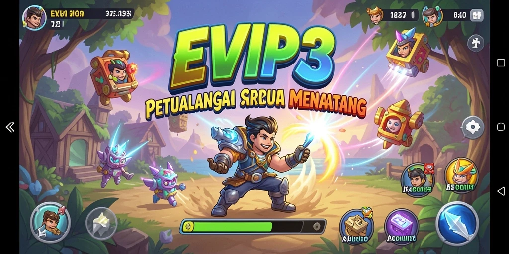 Tangkapan layar EVIP3 menampilkan aksi seru dalam gameplay Arcade yang dinamis.