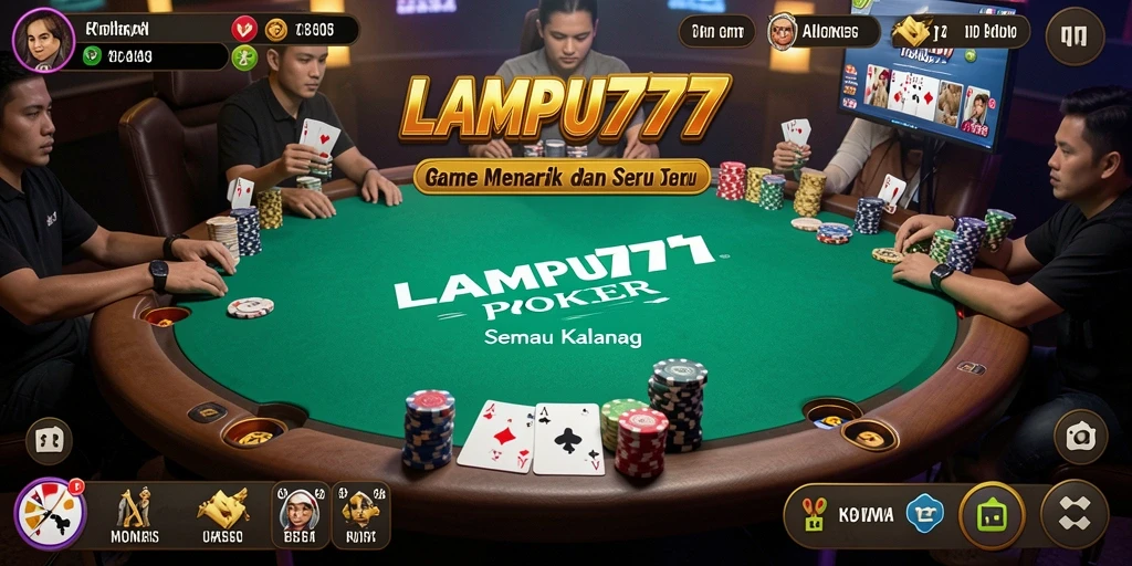 Screenshot gameplay LAMPU777 menampilkan aksi poker yang seru dan mendebarkan.