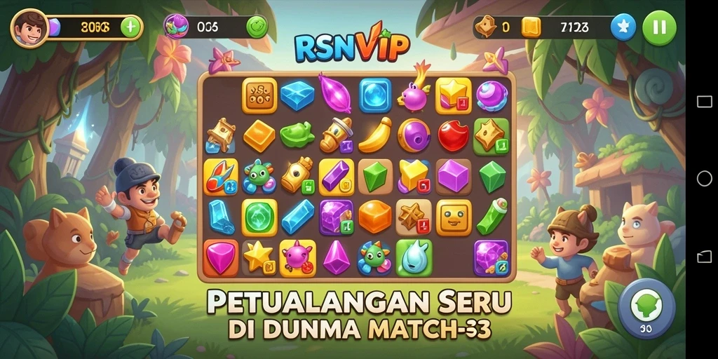 Screenshot gameplay RSNVIP menampilkan keseruan mencocokkan objek.