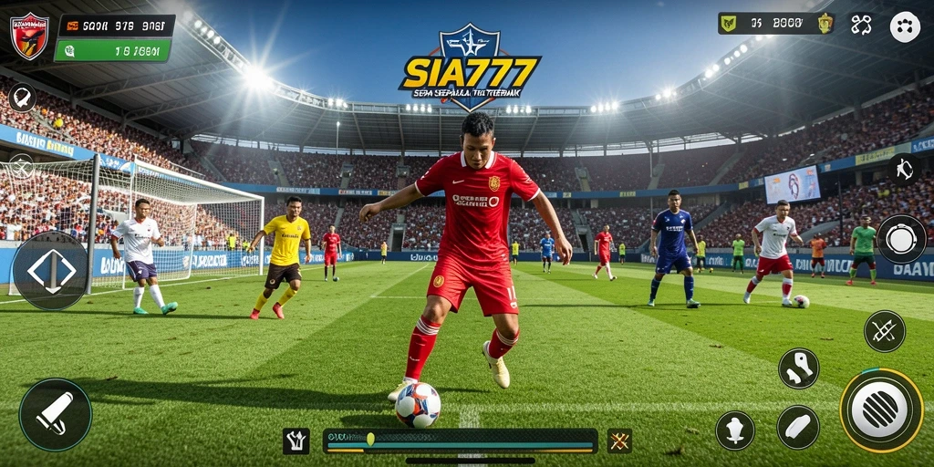 Tampilan gameplay SIA777 dengan aksi pertandingan sepak bola yang dinamis.